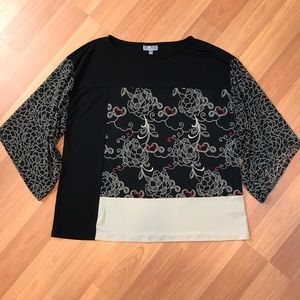 Jm collection color block patchwork flowy top